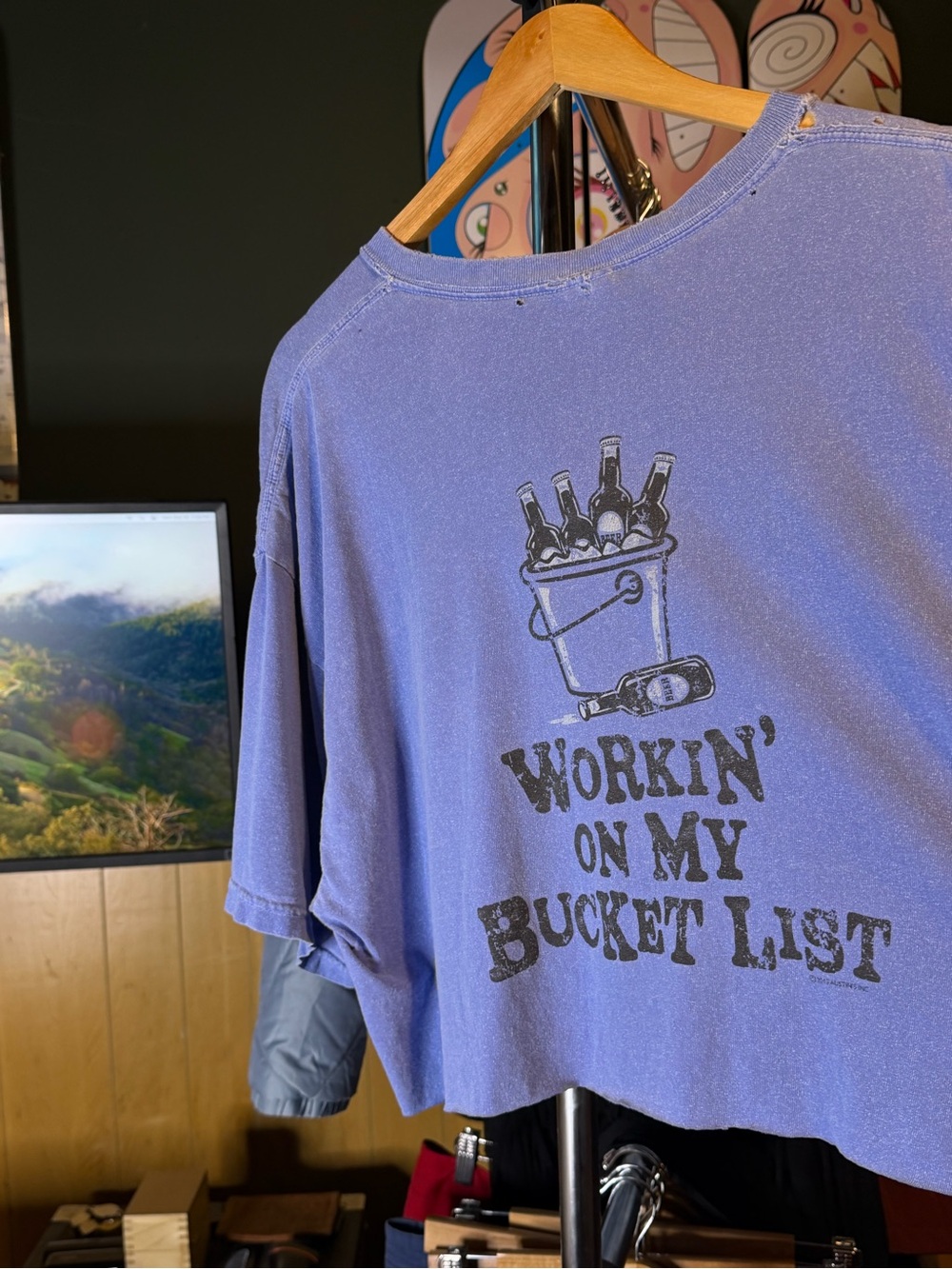 Comfort Colors Working On My BUCKETLIST Booze Custom Cut Cropped ST MARTEENS Tee